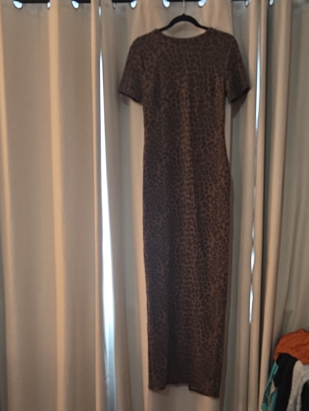 Fashion Nova Brown Leopard Print Short Sleeve Maxi Dress